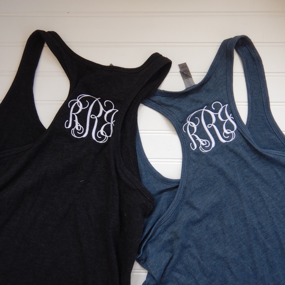 Custom Monogram “RJR” racerback tank dress bundle